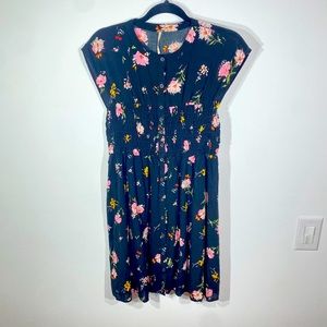 Free People Black Floral Button Down Sleeveless Dress, Size M